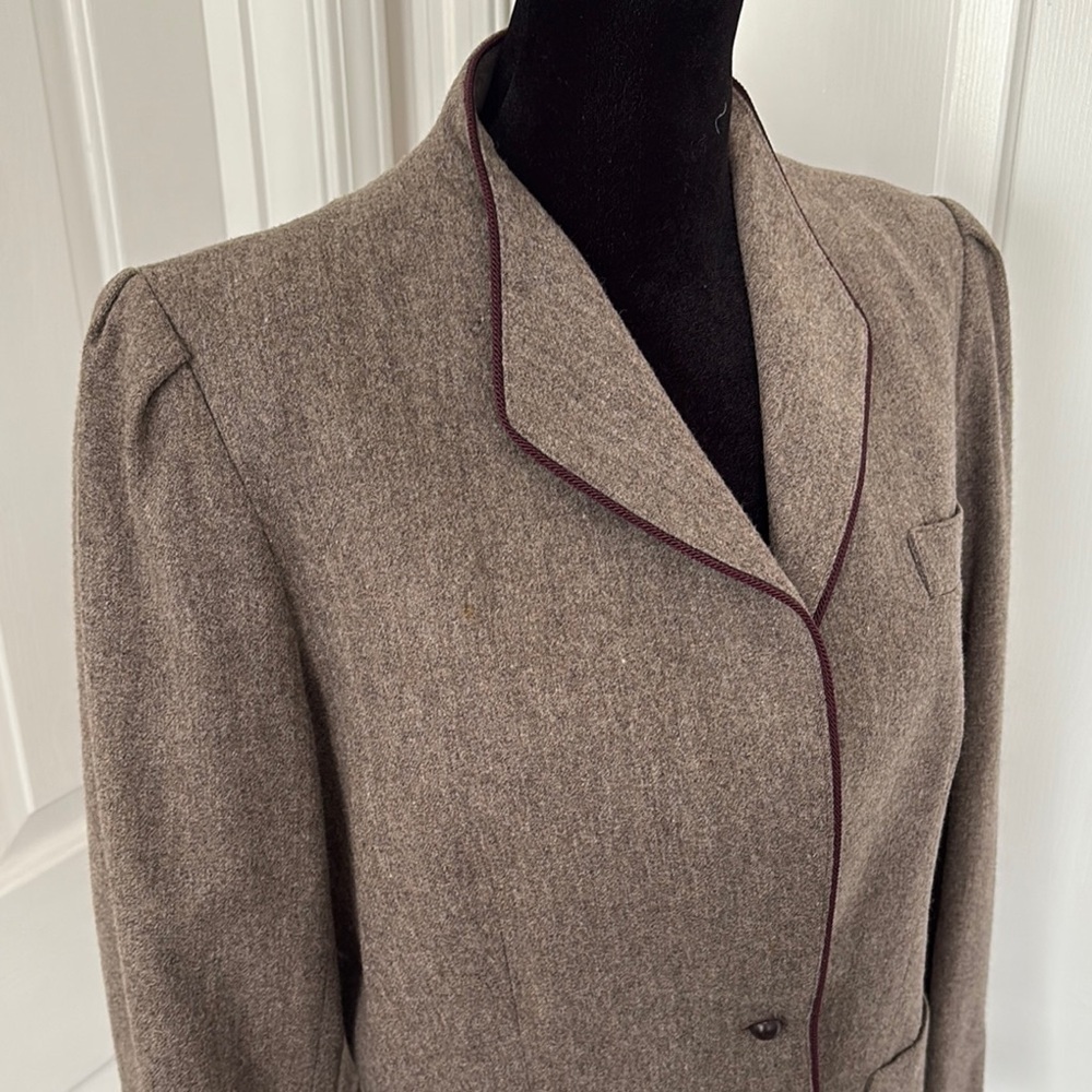 Unique Vintage Brown Blazer with Purple Trim - Picture 2 of 12